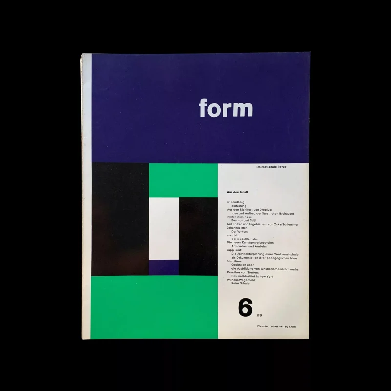 Form, Internationale Revue 6, 1959 Cover: Max Bill, Inners: Müller-Blase