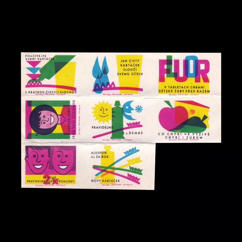 Healthy Teeth Campaign, Czechoslovakian 1969 Matchbox label set