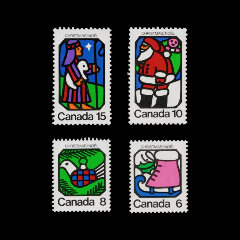 Christmas, Canada Stamps, 1973. Designed by Arnaud Maggs