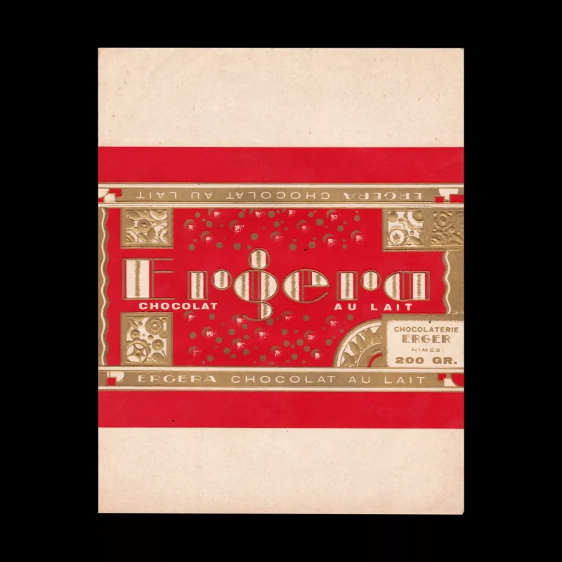 Ergera Chocolat Au Lait vintage chocolate label